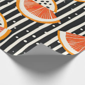 Vette citrus schijf strepen (8) cadeaupapier (Hoek)