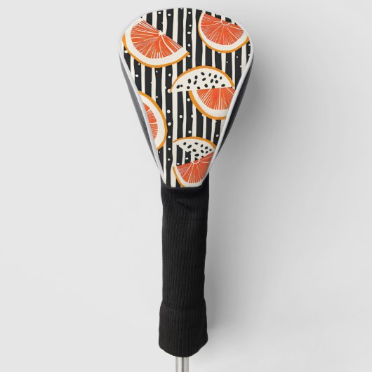 Vette citrus schijf strepen (8) golfheadcover (Voorkant)