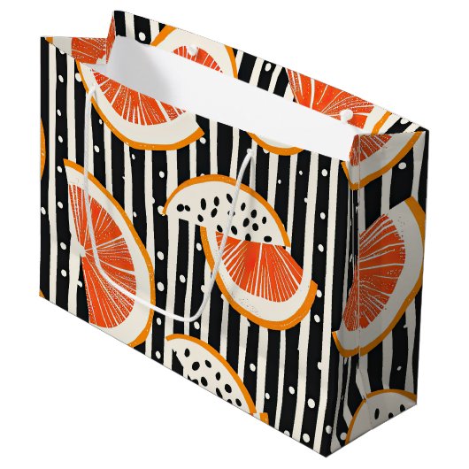 Vette citrus schijf strepen (8) groot cadeauzakje (Voorkant Gekanteld)
