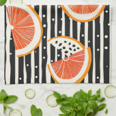 Vette citrus schijf strepen (8) theedoek (Gevouwen)