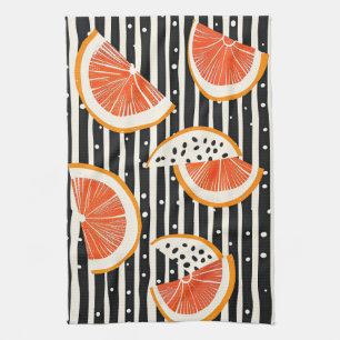 Vette citrus schijf strepen (8) theedoek