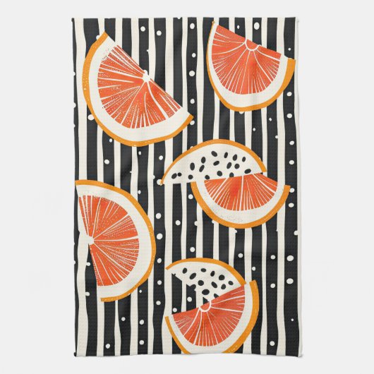 Vette citrus schijf strepen (8) theedoek (Verticaal)