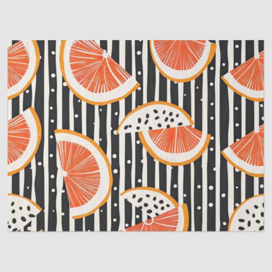 Vette citrus schijf strepen (8) tissuepapier (Voorkant)
