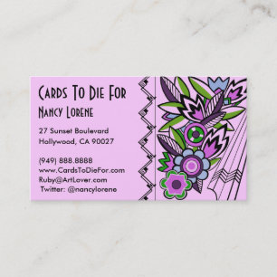 Vette Deco Florals in het Lila - Visitekaartjes