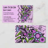 Vette Deco Florals in het Lila - Visitekaartjes (Voorkant / Achterkant)