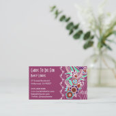 Vette Deco Florals in Roos - Visitekaartjes (Staand voorkant)