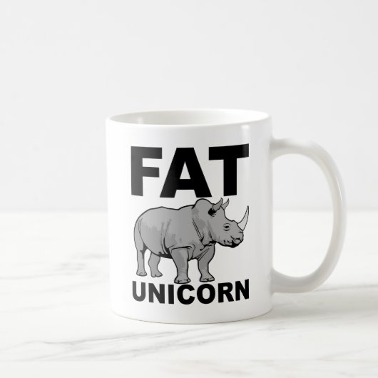 Vette Eenhoorn Neushoorn Grappige Mok (Rechts)