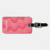 Vette, eenvoudige Stripe Waves Roze  KLANT Bagagelabel (Voorkant horizontaal)