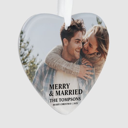 Vette eerste kerst getrouwde foto Ornament (voorkant)