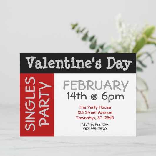 Vette en BIG Valentijnsdag Singles Party nodigt ui Kaart (Staand voorkant)