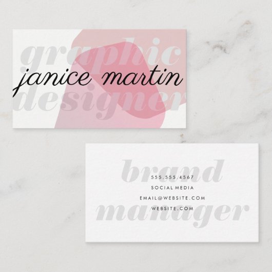 Vette en cursieve Abstracte grafische kaart Visitekaartje (Voorkant / Achterkant)