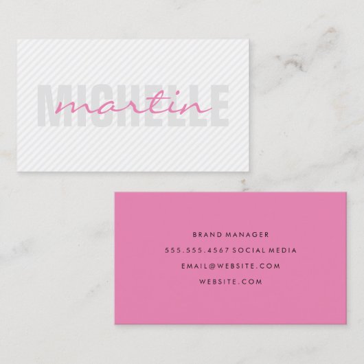 Vette en cursieve tekst (roze) visitekaartje (Voorkant / Achterkant)