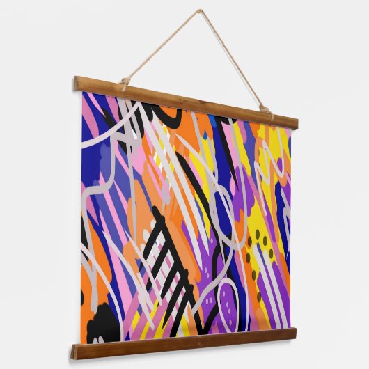 Vette en expressieve Abstracte kunst Hangend Wandkleed (Gebogen)