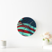 Vette en heldere Patriottische Amerikaanse vlag Ronde Klok (Huis)
