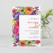 Vette en kleurrijke Floral Summer Weddenschap Kaart (Staand voorkant)