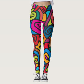Vette en kleurrijke Swirly Design Leggings