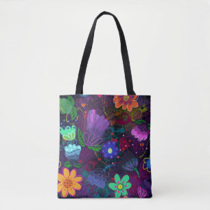 Vette en mooie Boho heldere Floral Art Tote Bag