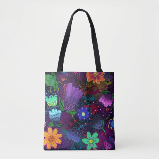 Vette en mooie Boho heldere Floral Art Tote Bag (Voorkant)