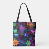 Vette en mooie Boho heldere Floral Art Tote Bag (Achterkant)