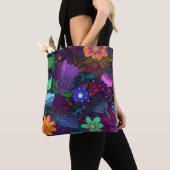 Vette en mooie Boho heldere Floral Art Tote Bag (Dichtbij)