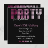Vette Feminine DISCO Birthday Party Invitation Kaart (Voorkant / Achterkant)