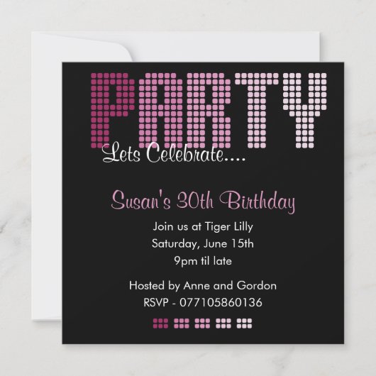 Vette Feminine DISCO Birthday Party Invitation Kaart (Voorkant)