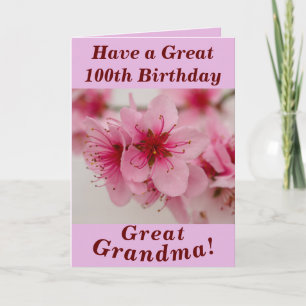 Vette Floral 100th Birthday Kaart voor Great Grand