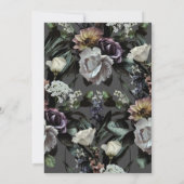 Vette Floral op donkere houtskool | Moderne bruilo Kaart (Achterkant)
