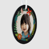 Vette Floral & Pine Persoonlijke Fotovakantie Ornament (voorkant)