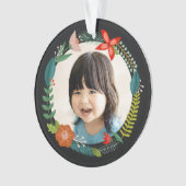 Vette Floral & Pine Persoonlijke Fotovakantie Ornament (voorkant)