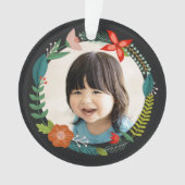 Vette Floral & Pine Persoonlijke Fotovakantie Ornament (voorkant)