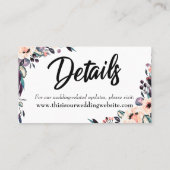 Vette Floral Waterverf & Manuscript sparen de Kaar Visitekaartje (Achterkant)