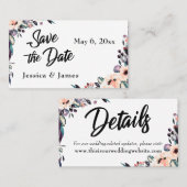 Vette Floral Waterverf & Manuscript sparen de Kaar Visitekaartje (Voorkant / Achterkant)