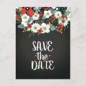 Vette Funky Bloemen Donker Chic Wedding Save the D Aankondigingskaart (Voorkant)