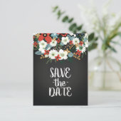 Vette Funky Bloemen Donker Chic Wedding Save the D Aankondigingskaart (Staand voorkant)