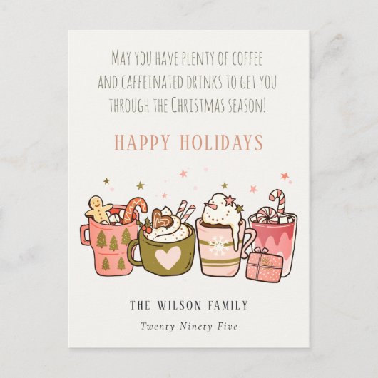 Vette Funny Coffee Caffeine Drink kerst Feestdagenkaart (Voorkant)