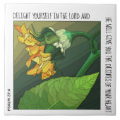 Vette gele bloem met Psalm 37:4 Tegeltje (Voorkant)