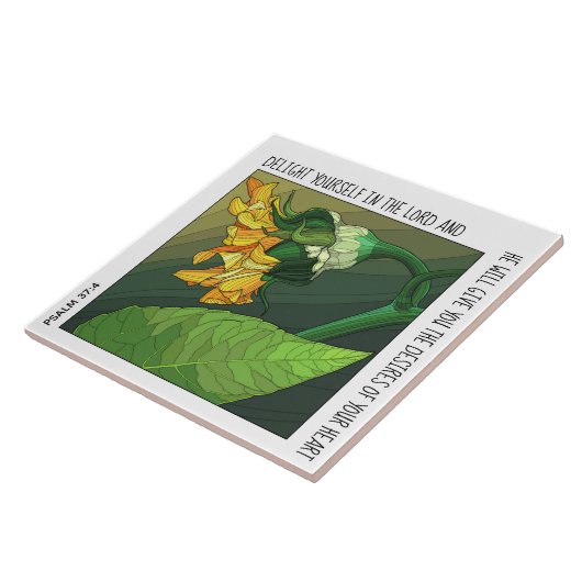 Vette gele bloem met Psalm 37:4 Tegeltje (Zijkant)