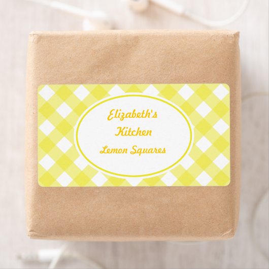 Vette gele Gingham Kitchen Labels (Insitu)