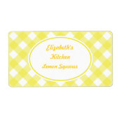 Vette gele Gingham Kitchen Labels (Voorkant)