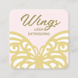 Vette gele goudvlinder roze moderne schoonheid vierkante visitekaartje