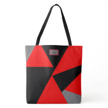 Vette geometrie, zwart, rood, grijs monogram