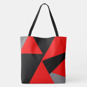 Vette geometrie, zwart, rood, grijs monogram tote bag (Achterkant)