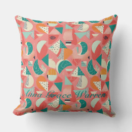 Vette geometrische vormen met accenten Mint Aqua 1 Kussen