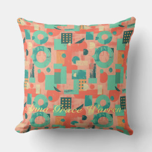 Vette geometrische vormen met accenten Mint Aqua 2 Kussen