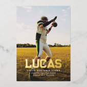 Vette gouden naam afstuderen sportief foto-afstude folie uitnodiging (Voorkant)