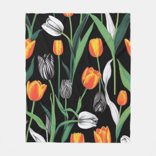 Vette grafische artistieke tulpen fleece deken