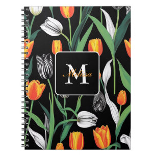 Vette grafische artistieke tulpen notitieboek