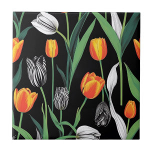Vette grafische artistieke tulpen tegeltje