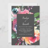 Vette grijze Waterverf Floral Elegant Script Weduw Kaart (Voorkant)